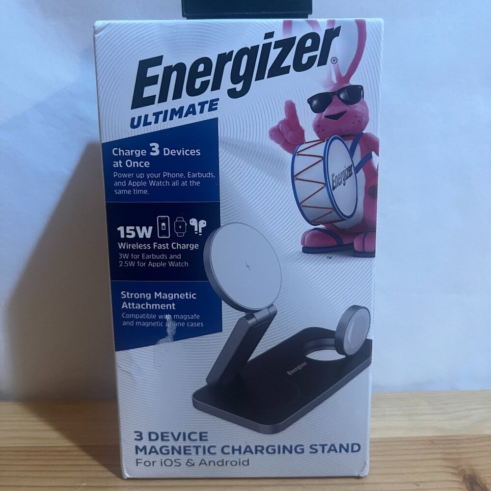 Energizer 3-in-1 15W Magnetic MagSafe/Qi2 Compatible Fast 15W Charger, Charging